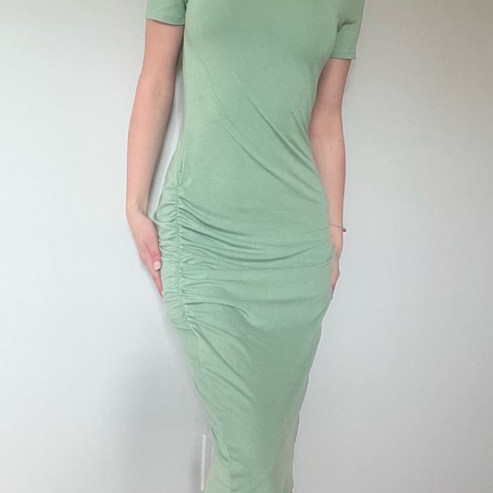 Elegant Green Ruched Dress